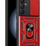 Defender műanyag telefonvédő (ütésállóság, szilikon belső, tartógyűrű, kameravédő) PIROS Samsung Gal fotó