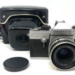 Retro régi Praktica LB fényképezőgép kamera Carl Zeiss Jena DDR 2.8/50 mm objektívvel tokban 1FT NMÁ fotó