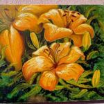 Orange flovers by Sandra, modern impresszionista stílusú feszített olaj-vászon festmény fotó
