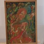 (K) Absztrakt nőalak, akt festmény 36x53 cm kerettel fotó