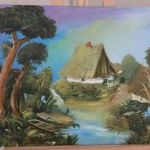 (K) Szép szignózott tájkép festmény 60x47 cm fotó