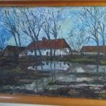 Kortárs festmény Horváth János, tájkép, tavaszi csillogás, jelzett, olaj, farost, 100x61, 105x66 cm. fotó