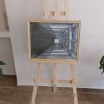 (K) Szignózott absztrakt festmény 53x42 cm kerettel fotó