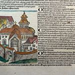 1493 ŐSNYOMTATVÁNY - a Schedel krónika MAGYAR vonatkozású Színezett lapja Zsigmond király képével fotó