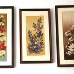 JAPÁN TECHNIKÁVAL KÉSZÜLT HÁROMAS VIRÁG KOMPOZÍCIÓ OLAJ FESTMÉNY fotó