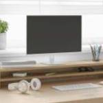 vidaXL monitorállvány kézműves tölgyfa 100 x 24 x 13 cm redőzött fa fotó