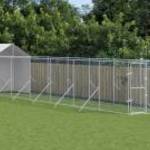 vidaXL ezüstszínű horganyzott acél kutyakennel tetővel 2x14x2, 5 m fotó