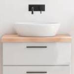 vidaXL kezeletlen tömör fa fürdőszobai pult 80x50x(2-6) cm fotó