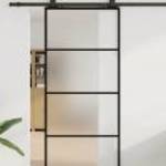 vidaXL fekete ESG üveg tolóajtó fémszerelvény-szettel 90x205 cm fotó