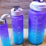 Új, 3 in 1 motivációs kulacs szett (2L/900ML/300 ML) lila-kék színátmenet fotó