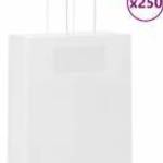vidaXL 250 db fehér papírzacskók fogantyúkkal 18x8x22 cm fotó