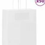 vidaXL 50 db fehér papírzacskók fogantyúkkal 18x8x22 cm fotó