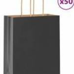 vidaXL 50 db fekete papírzacskók fogantyúkkal 18x8x22 cm fotó