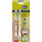 CHICCO Hippo-Panda gyermek fogkefe készlet 3-6év, 2db fotó