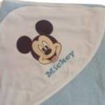 ABR Kapucnis frottír törölköző Mickey egér mintával 100x100cm - Kék fotó
