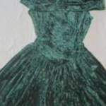vintage zöld bársony ruha h: 98 cm mb: 90-106 cm Ámor fotó