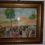 Deák Ébner Lajos, Piacon, gyönyörű antik festmény, 1 forintról, minimálár nélkül fotó