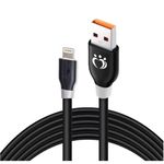 Adat- és töltőkábel K196, 300cm, Lightning/USB, 2.1A gyors töltés, fekete fotó