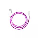 Adat- és töltőkábel, Lightning/USB, villogó fénnyel, 2A, 1 méter, pink fotó