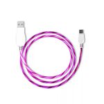 Adat- és töltőkábel, USB-C/USB, villogó LED fénnyel, 2A, 1 méter, pink fotó