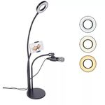 Asztali LED Selfiering, 3 színhőmérséklet, telefon/mikrofontartó távirányító fotó