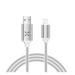Adat- és töltőkábel, Lightning/USB, villogó fénnyel, 2A, 1 méter, fehér fotó