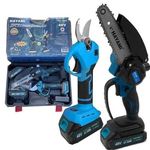 Hayami dupla akkus automata olajozású mini 6" láncfűrész és elektromos metszőolló HA-1004 (2 db 48V akkuval) fotó