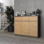 Riano MIX 3D3S komód, 120x97x40 cm, antracit-tölgy fotó