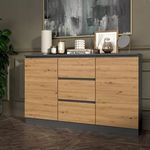 Riano MIX 2D3S komód, 120x75x30 cm, antracit-tölgy fotó