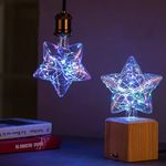 Csillag formájú színes LED üveg búra, E27, zöld-piros-kék-sárga ünnepi fotó