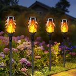 4 darabos napelemes fáklyalámpa készlet - 12 LED-es, pislákoló lánghatással fotó