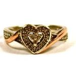 GYÉMÁNTOKKAL !!! GAZDAGON KIRAKOTT SZÍV MOTÍVUMMAL RÉSZBEN ARANY ÉS EZÜST GYŰRŰ X fotó