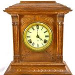 XIX. SZ. VÉGE MASSZÍV FA ANTIK ÓRATOK ZOMÁNC ÓRA SZÁMLAPPAL X fotó