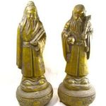 KETTŐ KÍNAI BÖLCS ... PATINÁZOTT IGEN NAGY !!! MÉRETŰ SZOBOR X !!! fotó