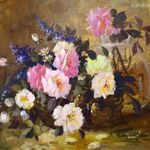 MESESZÉP BUJA VIRÁG CSENDÉLET OLAJ FESTMÉNY IMPOZÁNS KERETBEN X fotó