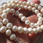 fehér kerek természetes igazgyöngy gyöngy nyaklánc 46 cm gyöngy 8-9 mm EXTRA fotó