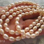 rózsaszín ovális igazgyöngy gyöngy szett nyaklánc 60 cm karlánc 19, 5 cm fotó