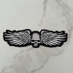 Ruhára vasalható chopper motoros folt rávasaló felvarró szárny koponya skull 202x60mm fotó