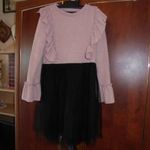 146-152-es háromnegyedes ujjú alkalmi lány egyberuha-felül kötött, alul tüll fotó