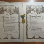 MAGYAR KORONÁS BRONZÉREM 1922 VASKORONA MINIVEL, KARDOKKAL, ISMÉTLŐPÁNTTAL +2 DOKUMENTUM 1923 kiv+ fotó