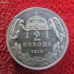 FERENC JÓZSEF 2 KORONA 1914 KB RITKASÁG !!! EZÜST: 10g kiv+ fotó