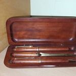 rózsafa aranyozott írószer készlet - 3 részes - levél bontó, golyós toll, töltő toll fotó