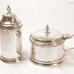 ART DECO EZÜST !!! FŰSZERSZÓRÓ ÉS KÉK ÜVEGBETÉTES FŰSZERTARTÓ X !!! fotó