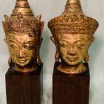 ANTIK 2 db. SIVA SZOBOR, Ó ARANYOZOTT, FÉMBŐL KÉSZÜLT, 2 db. KELET, ÁZSIAI ISTENSÉG ÉBEN FA TALPON, fotó