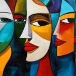 Kortárs festmény Tekintetek tánca címmel fotó