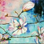 Magnóliák , modern akrilfestmény, 40x50cm. fotó