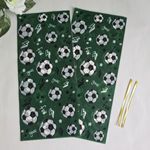 Zöld alapon Focilabda mintás tasak, celofán ajándéktasak, mikulás zacskó fotó