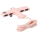 PL4 USB elosztó (USB2.0 -> 4xUSB2.0), repülőgép alakú, 4 portos USB2.0 pink fotó