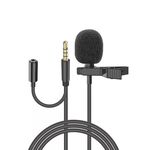 Lavalier sztereó mikrofon, csiptetős, 3.5mm jack, szélzaj-védő, fekete fotó