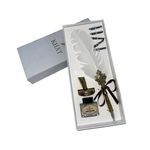 KHAT Vintage tollkészlet, tintatartóval és tolltartóval, fehér/aranyszín fotó